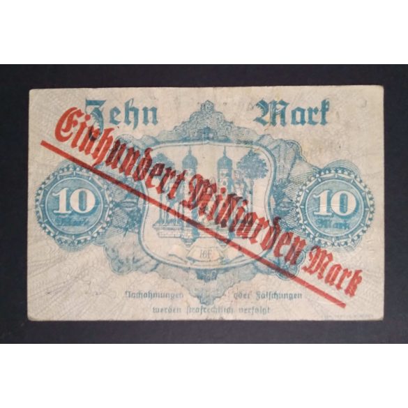 Németország 10 / 100 milliárd Mark Hof 1923 F