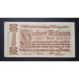 Germany 100 million Mark Münster 1923 VF 