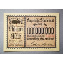 Németország 100 millió Mark 1923 UNC