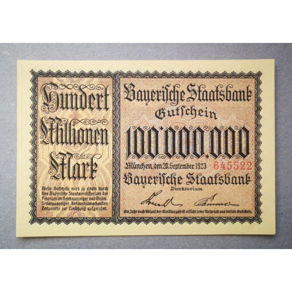 Germany 100 million Mark 1923 UNC