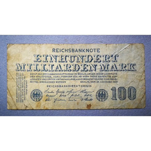 Germany 100 billion Mark 1923 VG