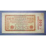 Germany 100 billion Mark 1923 F