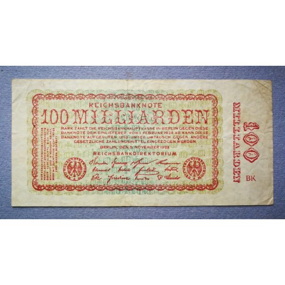 Germany 100 billion Mark 1923 F