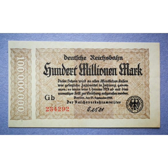 Germany 100 million Mark 1923 aUNC