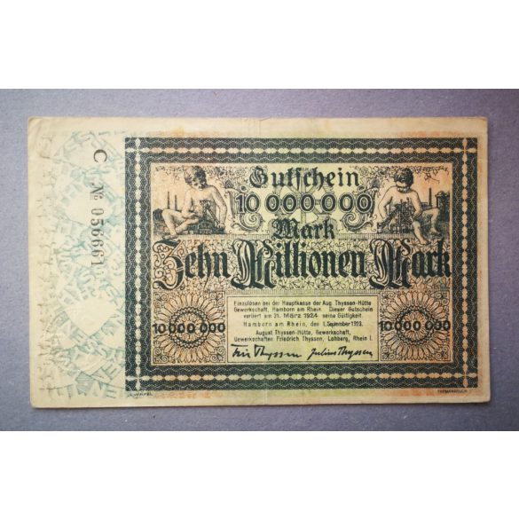 Germany Hamborn am Rhein 10 million Mark 1923 VF