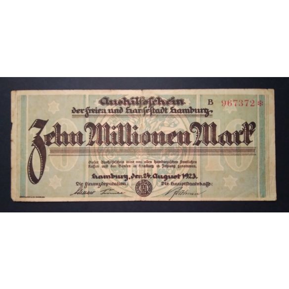 Germany 10 Million Mark Hamburg 1923 F 