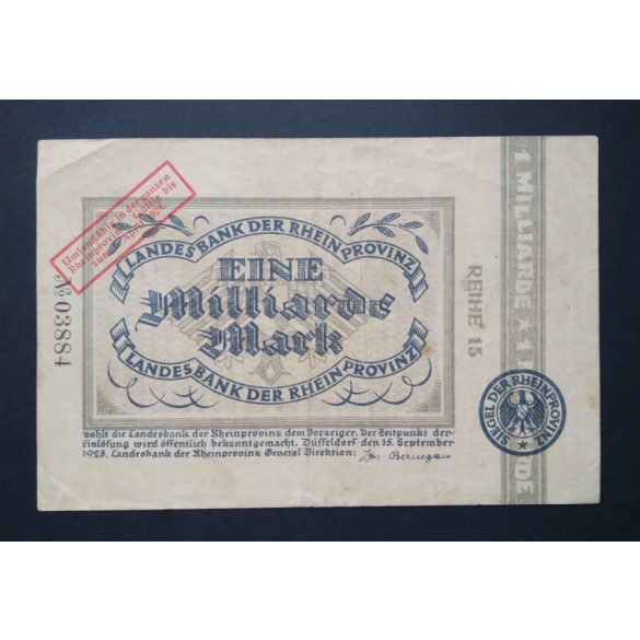 Germany 1 billion Mark Düsseldorf 1923 VF-