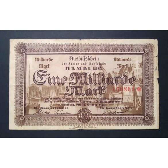 Germany 1 billion Mark 1923 F Hamburg