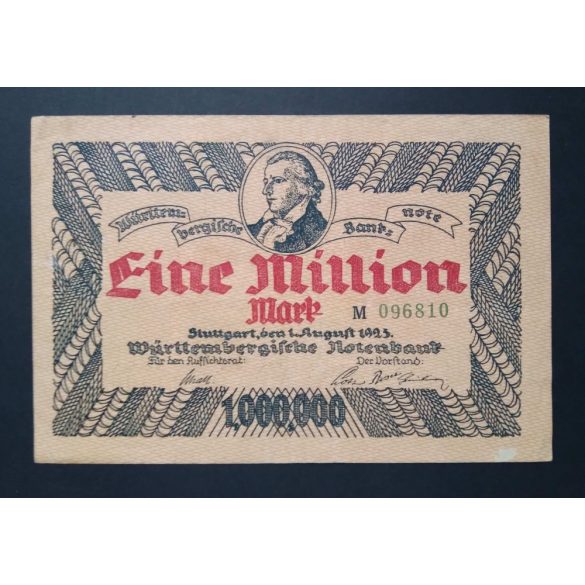 Germany 1 Million Mark Stuttgart 1923 VF- 