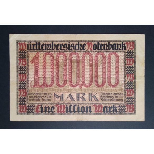 Németország 1 Millió Mark Stuttgart 1923 F+ 
