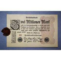 Germany 2 million Mark 1923 aUNC with plombe