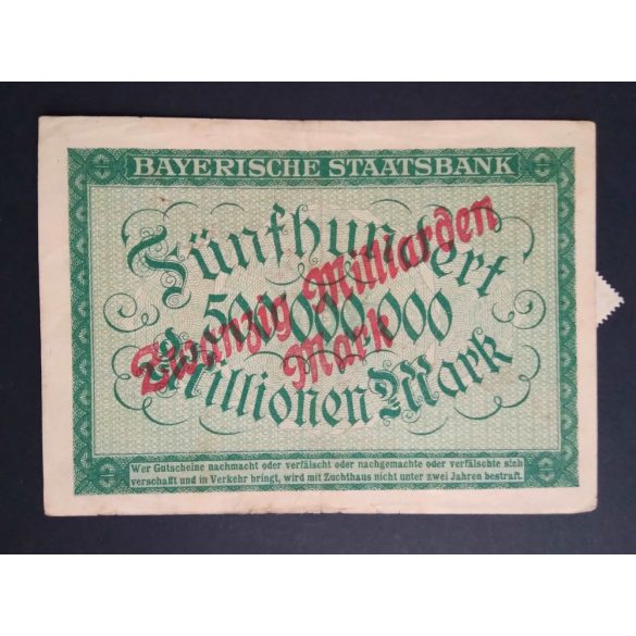 Germany 500 million/ 20 billion Mark München 1923 VF+