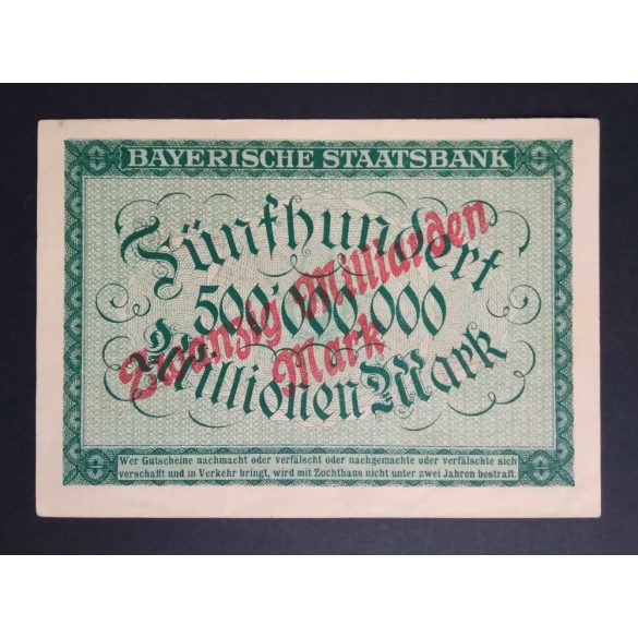 Germany 500 million/ 20 billion Mark München 1923 XF+ 
