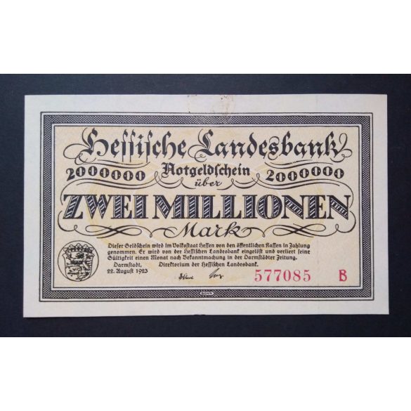 Germany 2 Million Mark Darmstadt 1923 aUNC