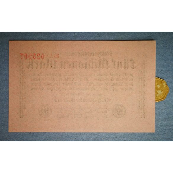 Germany 5 million Mark 1923 UNC with plombe