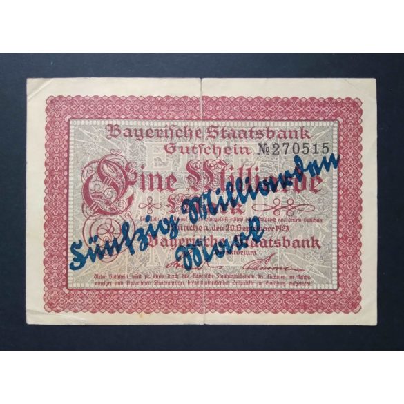 Németország 1 Milliárd/50 Milliárd Mark München 1923 F- 