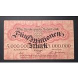 Germany 5 Million Mark 1923 XF Stuttgart