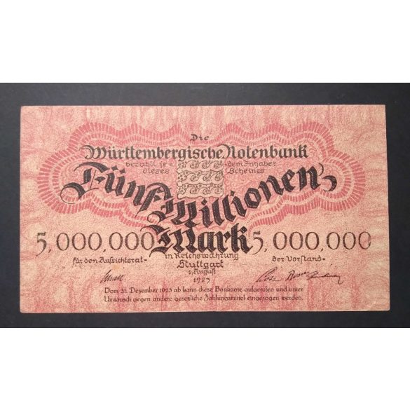 Germany 5 Million Mark 1923 XF Stuttgart