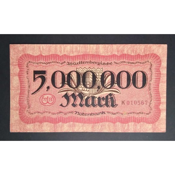Germany 5 Million Mark 1923 XF Stuttgart