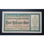 Germany 5 Million Mark 1923 VF Munich black serial
