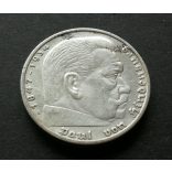 Németország 5 Márka 1936 Hindenburg 13,9 g ezüst