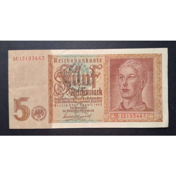 Németország 5 Reichsmark 1942 VF 