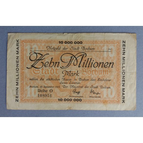 Germany Bochum 10 million Mark 1923 F-