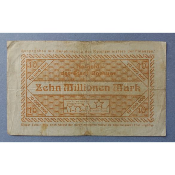 Germany Bochum 10 million Mark 1923 F-