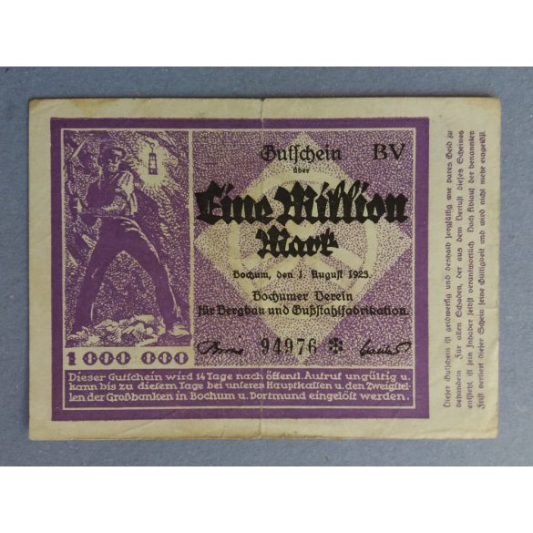 Germany Bochum 1 million Mark 1923 F+