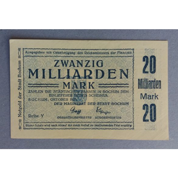 Germany Bochum 20 billion Mark 1923 aUNC