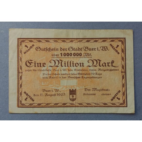 Germany Buer 1 million Mark 1923 F