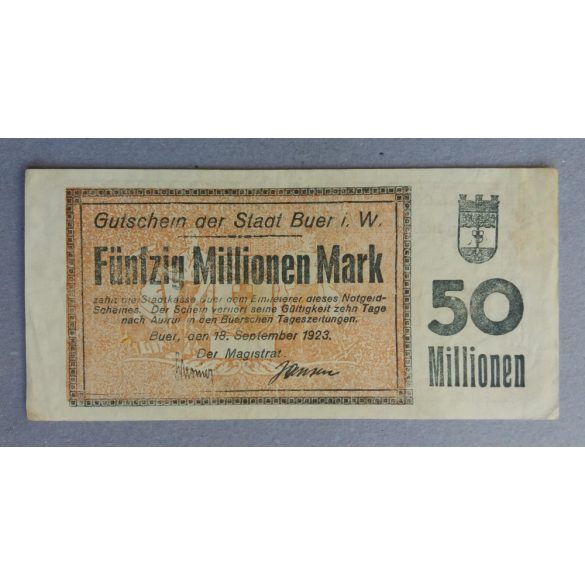 Germany Buer 50 million Mark 1923 XF+