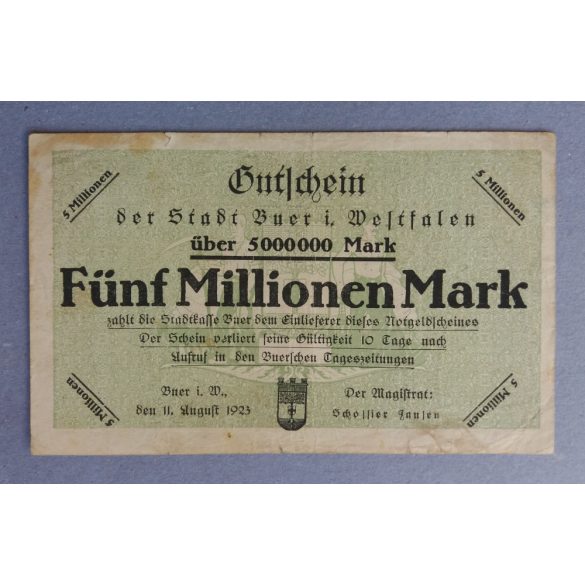 Germany Buer 5 million Mark 1923 F