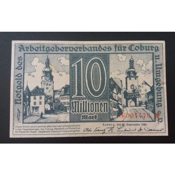 Germany Coburg 10 million Mark 1923 F+