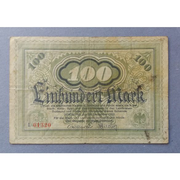 Germany Dortmund 100 Mark 1922 VG+