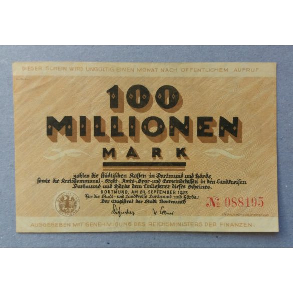 Germany Dortmund 100 million Mark 1923 XF