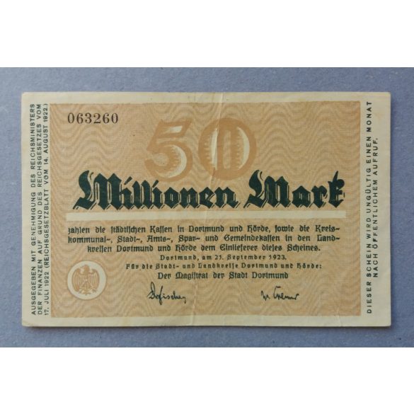 Germany Dortmund 50 million Mark 1923 XF