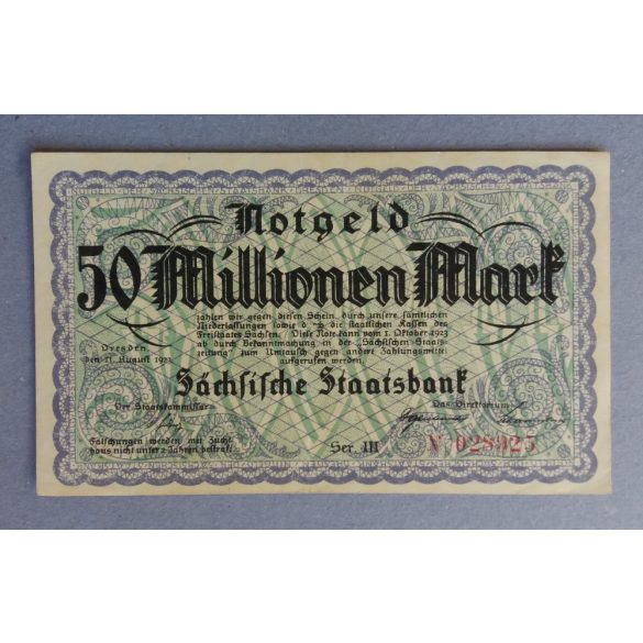 Germany Dresden 50 million Mark 1923 XF+