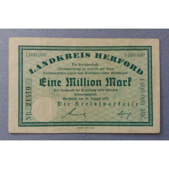 Germany Herford 1 million Mark 1923 F+