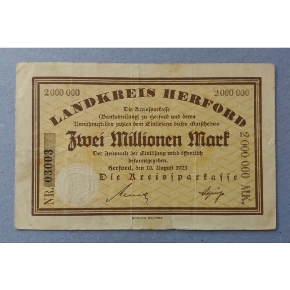 Germany Herford 2 million Mark 1923 F