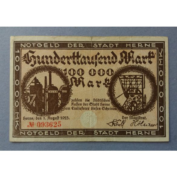 Germany Herne 100000 Mark 1923 F