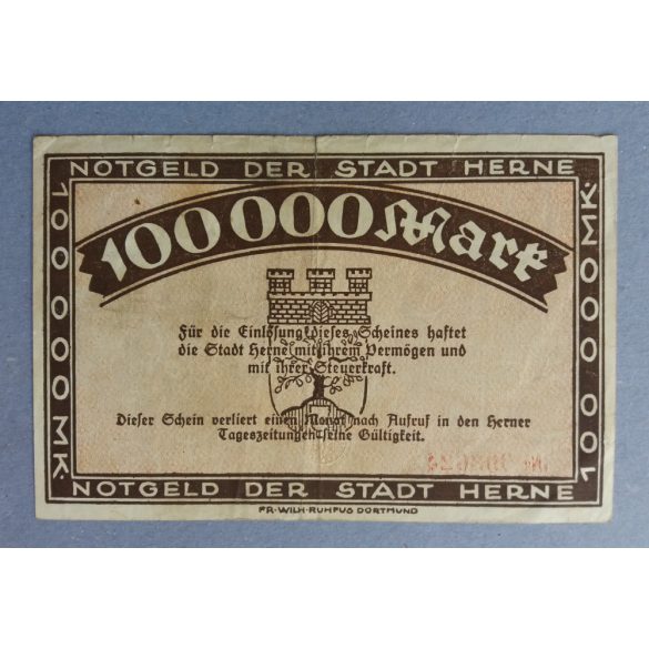 Németország Herne 100000 Mark 1923 F