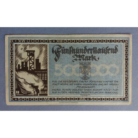 Németország Herne 500000 Mark 1923 VF