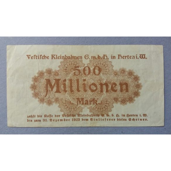 Németország Herten 500  millió Mark 1923 VF