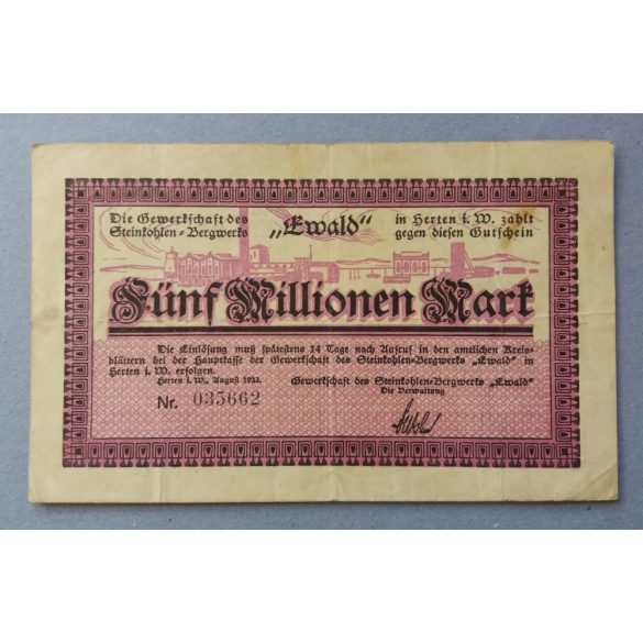 Germany Herten 5 million Mark 1923 F