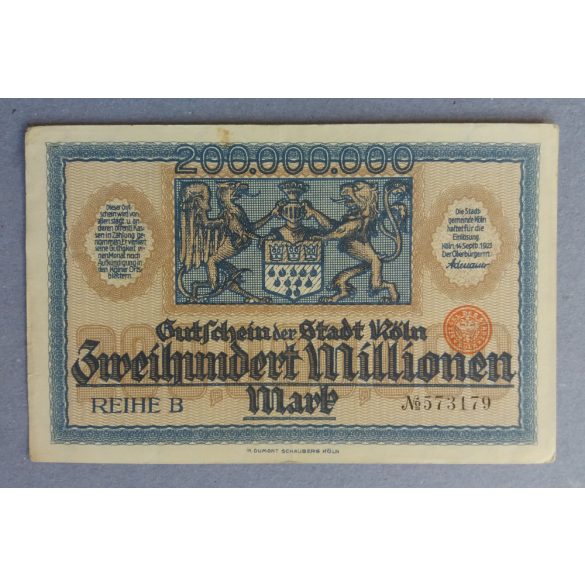 Germany Köln 200 million Mark 1923 XF