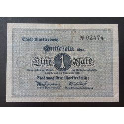 Germany Marktredwitz 1 Mark 1918 XF-