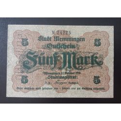 Németország Memmingen 5 Mark 1918 UNC