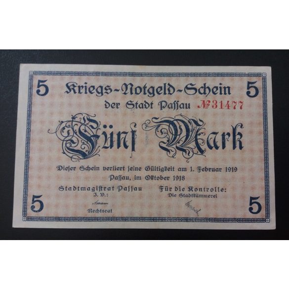 Germany Passau 5 Mark 1918 AUNC