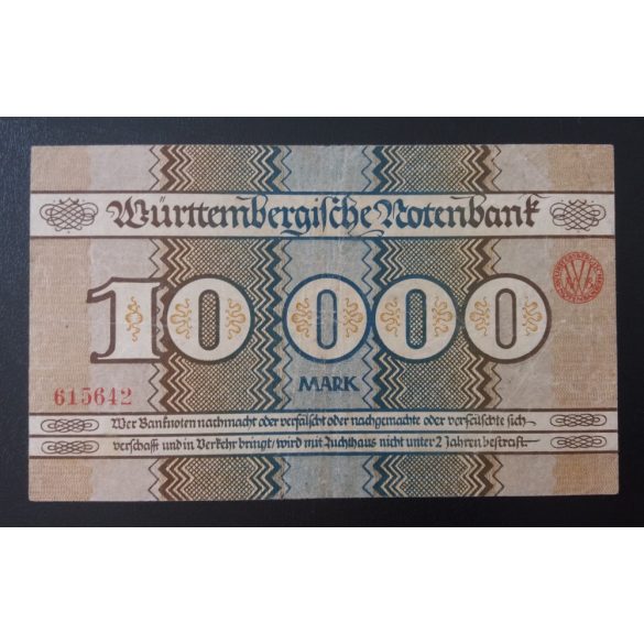 Németország Stuttgart 10000 Mark 1923 F+